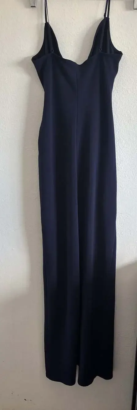 Windsor Navy Blue Drape Front High Slit Maxi Dress Size S - Picture 3 of 4